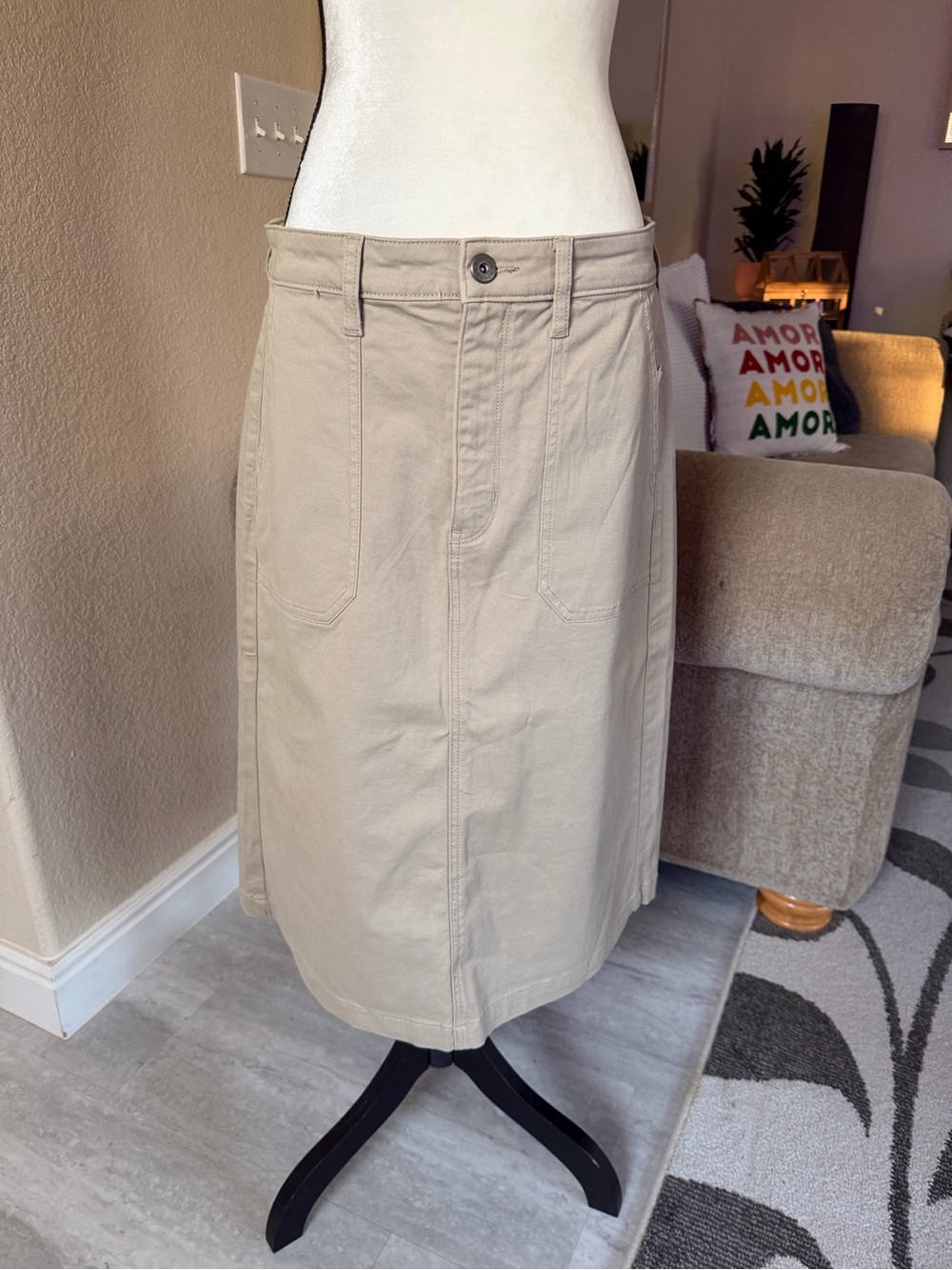 St. John's Bay Tan Midi A-Line Skirt
